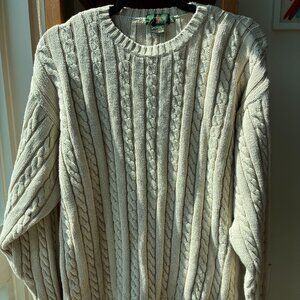 J. Crew Men Vintage J.Crew '90s White Cotton Cable-Knit Sweater